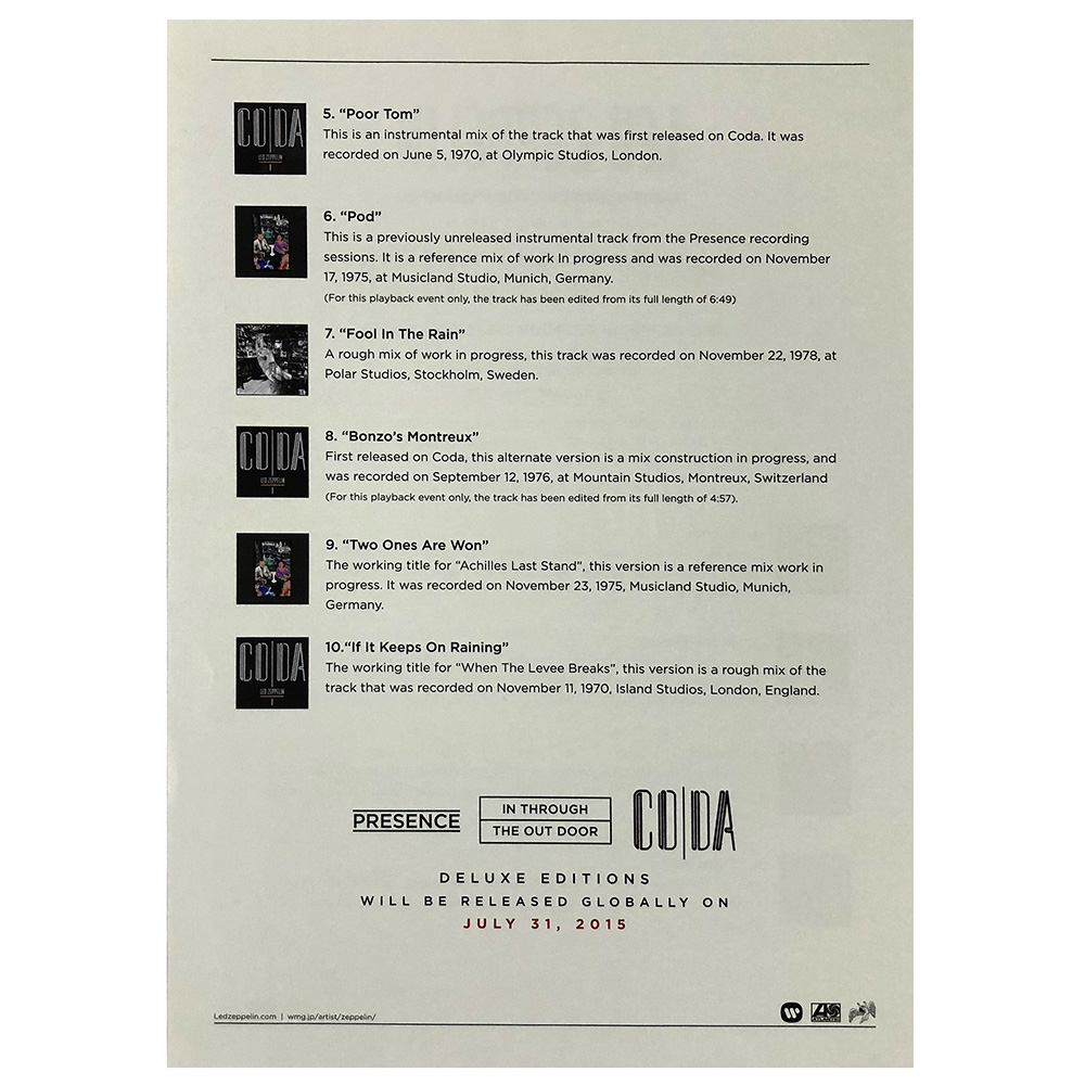 Remastered Series <br> Phase 4 <br>Listening Party #3, Program (Japan) - Image 2