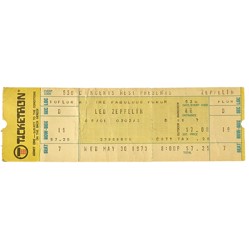 Concert Ticket <br>1973.06.03 <br>Los Angeles, CA