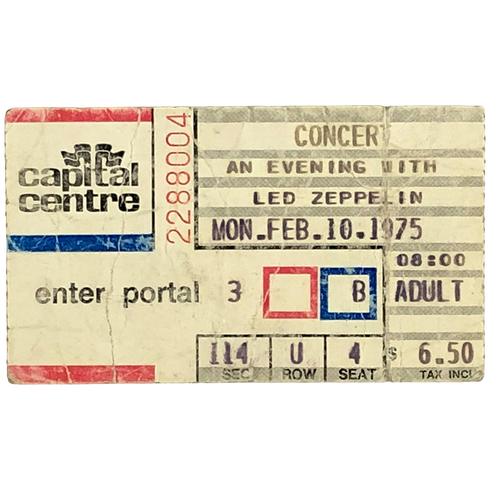 Concert Ticket <br>1975.02.10 <br>Landover, MD