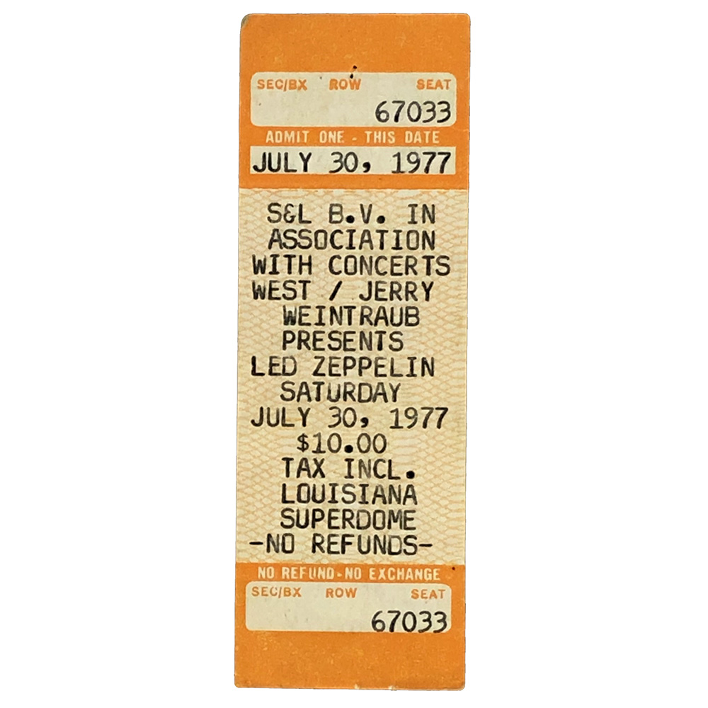 Concert Ticket <br>1977.07.30 <br>New Orleans, LA