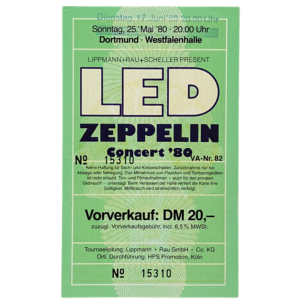 Concert Ticket <br>1980.06.17 <br>Dortmund, DE