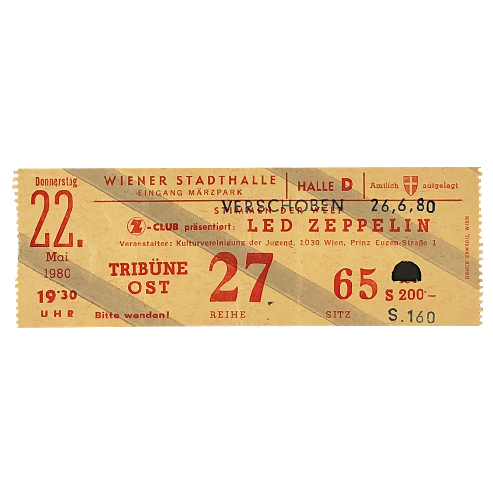 Concert Ticket <br>1980.06.26 <br>Vienna, AT