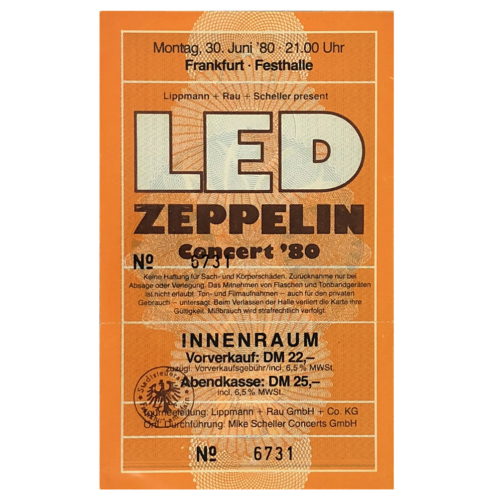 Concert Ticket <br>1980.06.30 <br>Frankfurt, DE