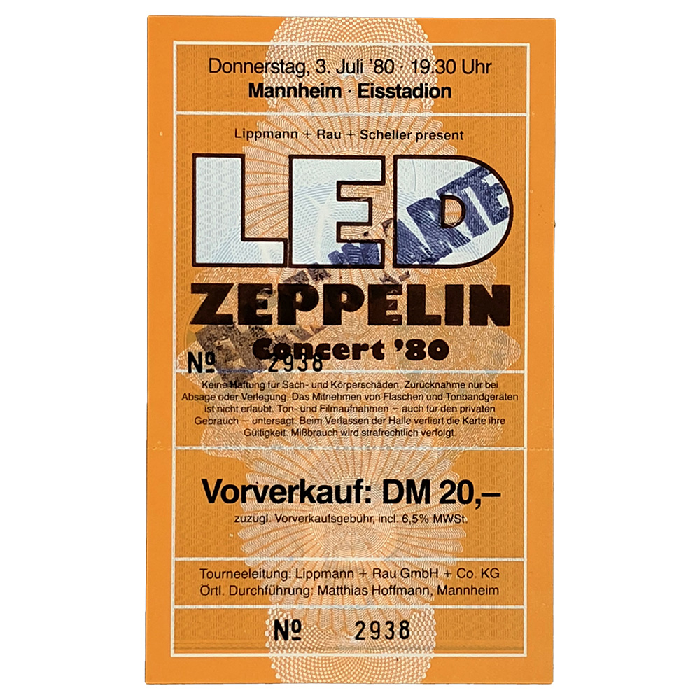 Concert Ticket <br>1980.07.03 Manheim, DE