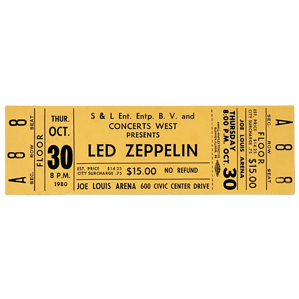 Concert Ticket <br>1980.10.30 <br>Detroit, MI