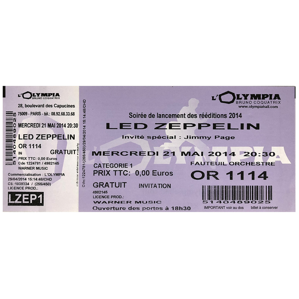 Remastered Series <br> Phase 1 <br>Listening Party, Ticket (France)