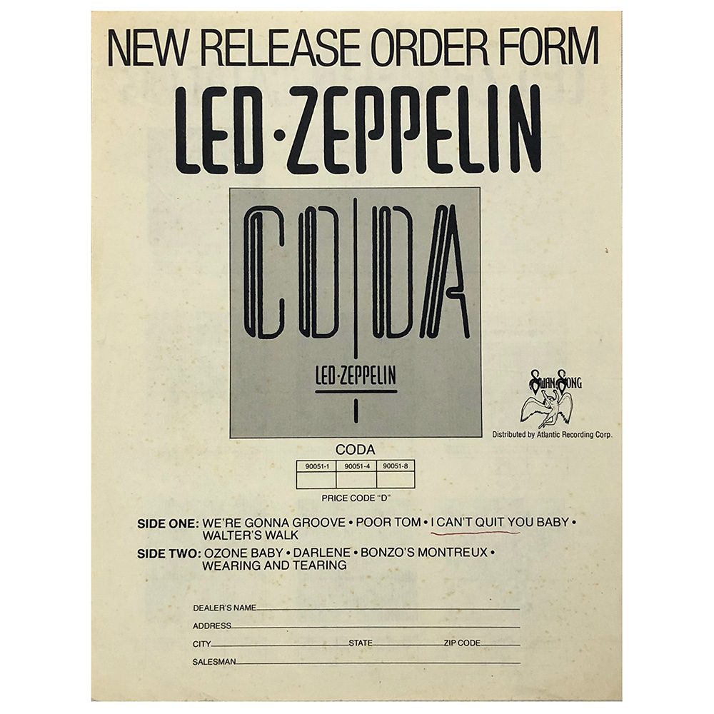 Coda (1982) <br>Order Form (USA)
