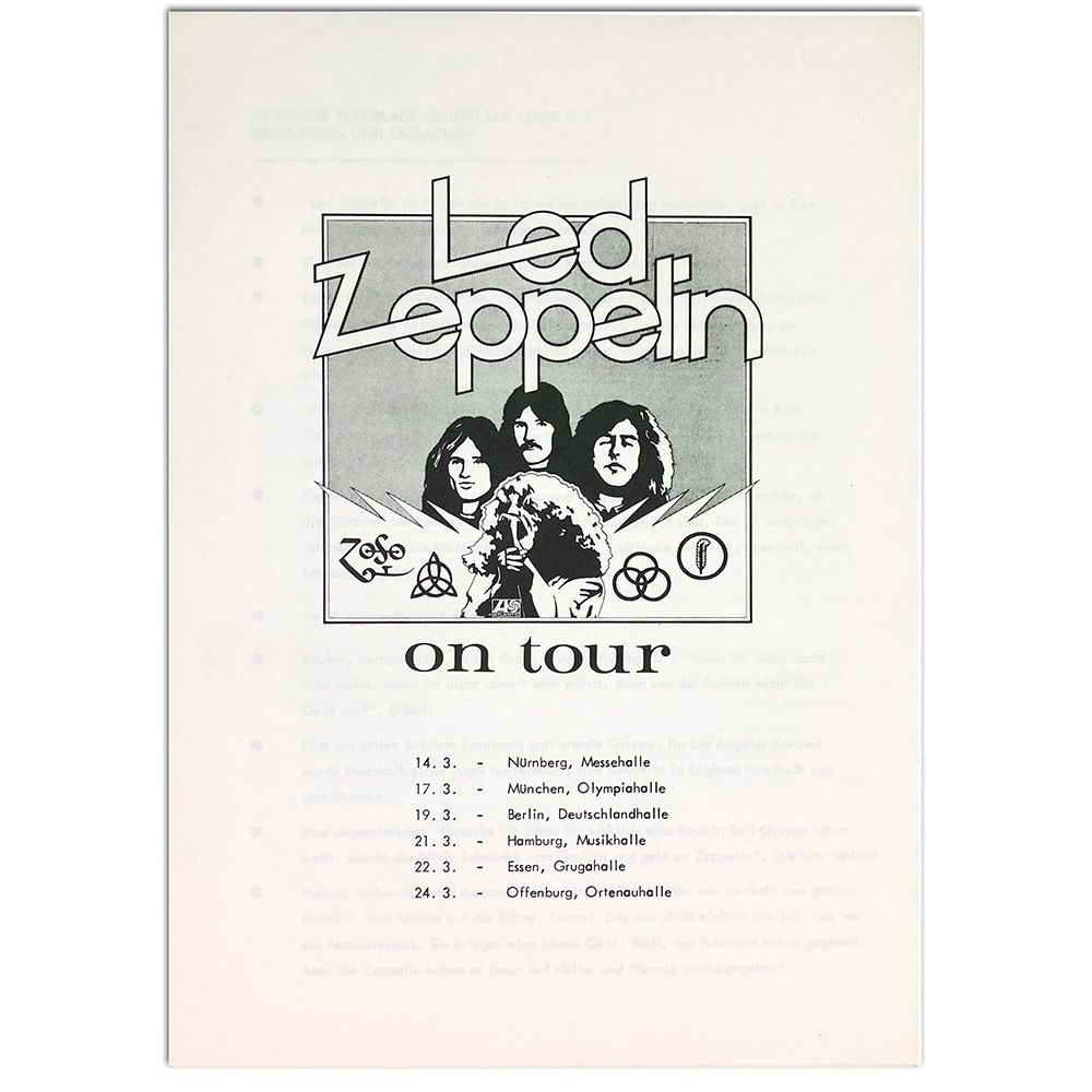 Concert Rarity <br>1973.03 <br>Germany tour, Press Release