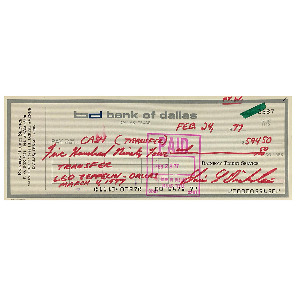Concert Rarity <br>1977.03.04 <br>Dallas, Checks/Deposits