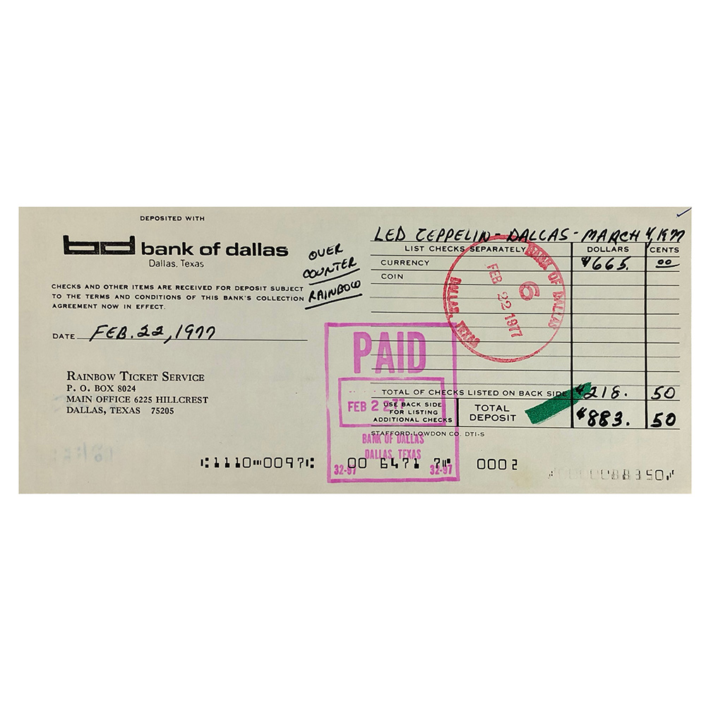 Concert Rarity <br>1977.03.04 <br>Dallas, Checks/Deposits - Image 4