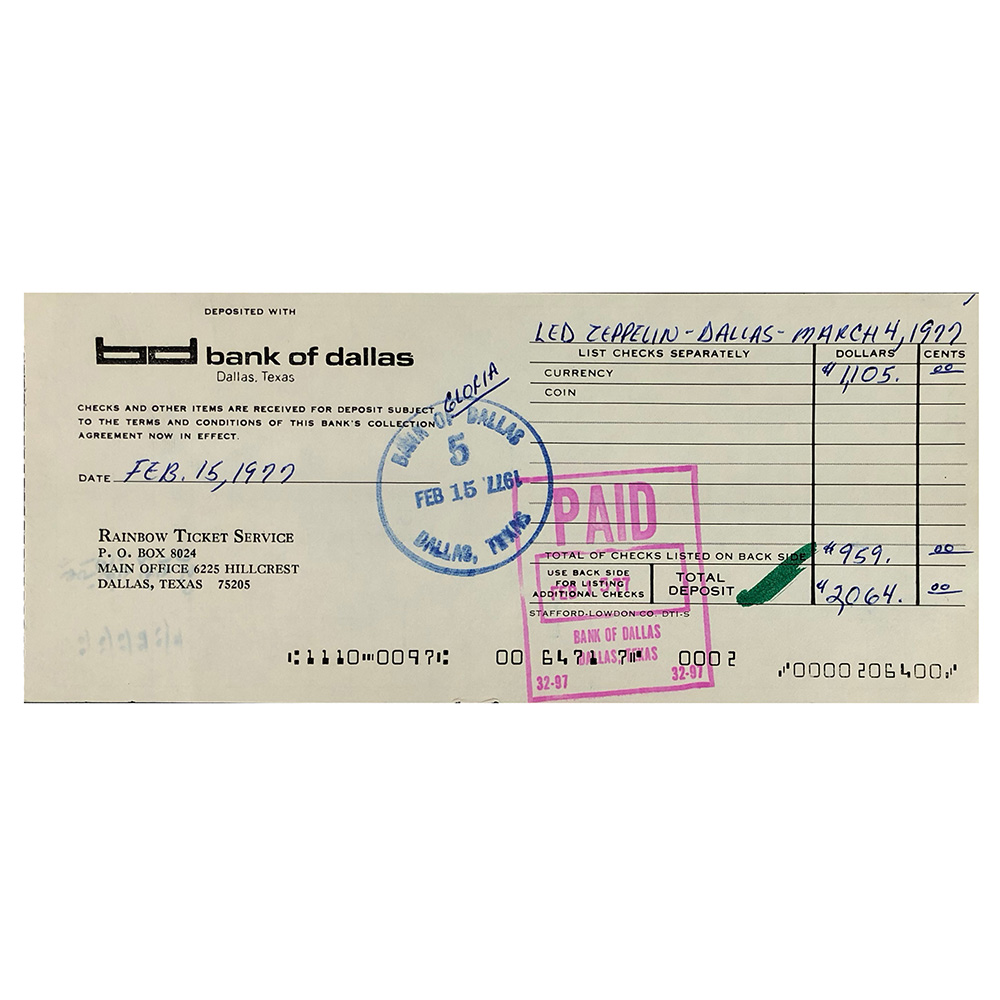Concert Rarity <br>1977.03.04 <br>Dallas, Checks/Deposits - Image 3