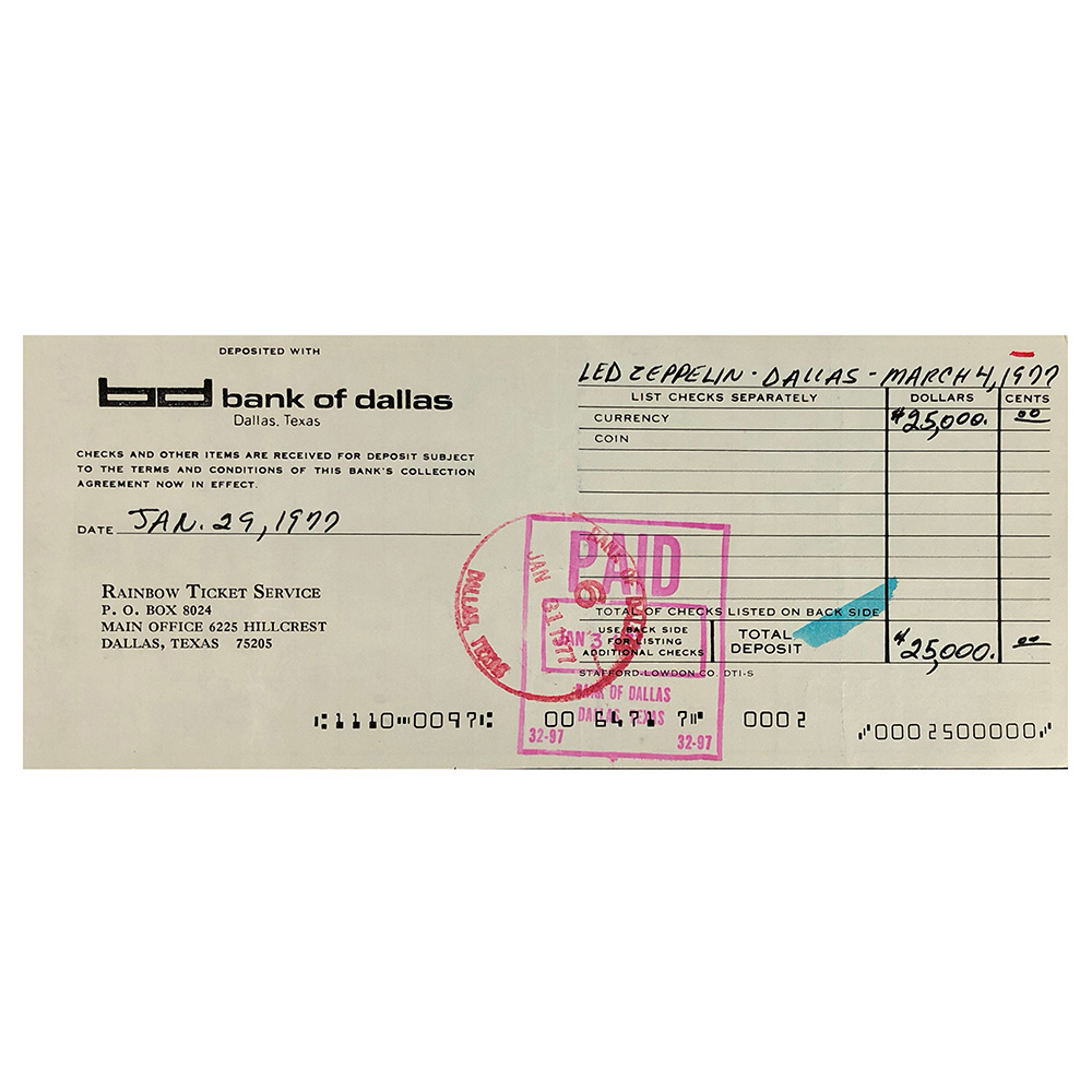 Concert Rarity <br>1977.03.04 <br>Dallas, Checks/Deposits - Image 2