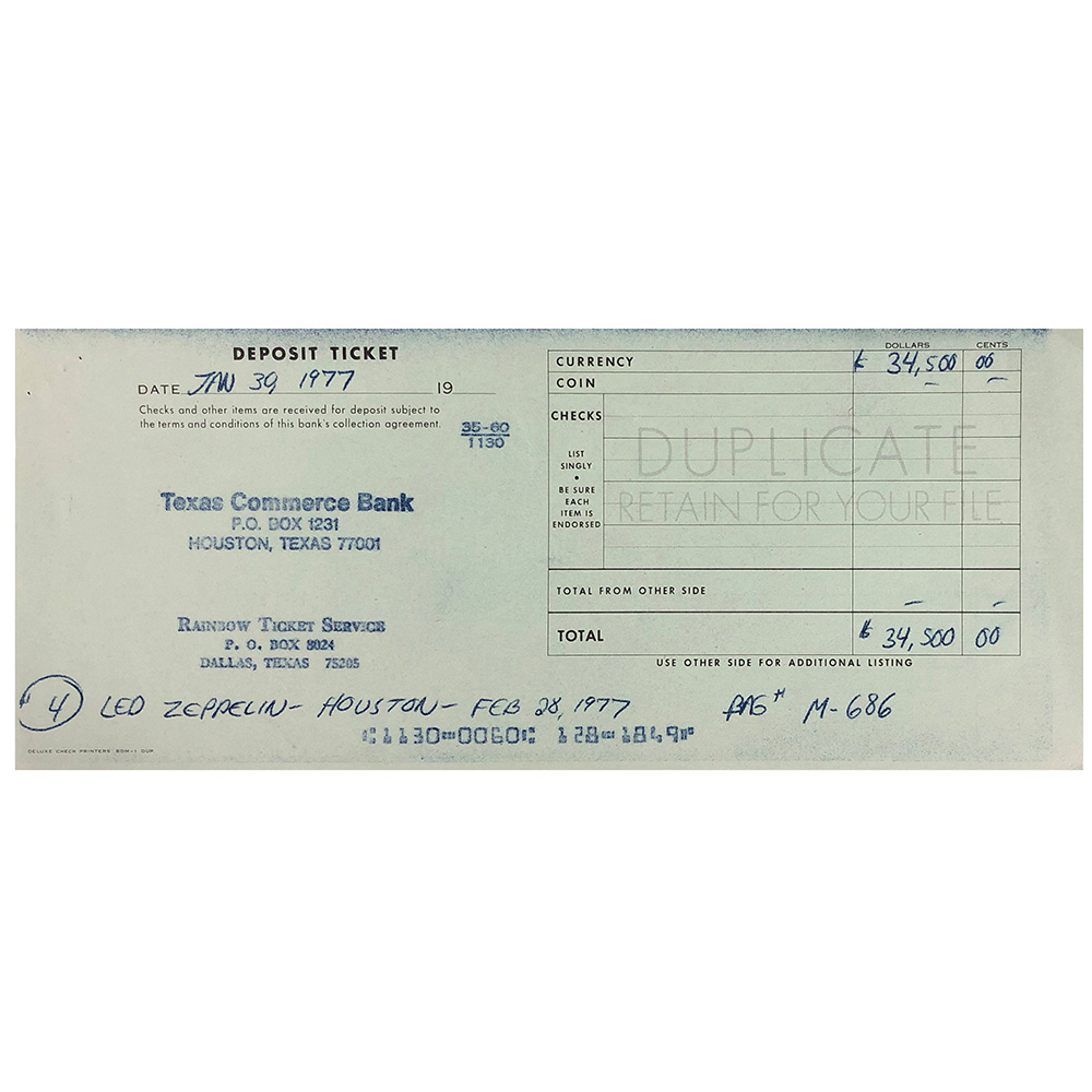 Concert Rarity <br>1977.05.22 <br>Fort Worth, Checks/Deposits - Image 10