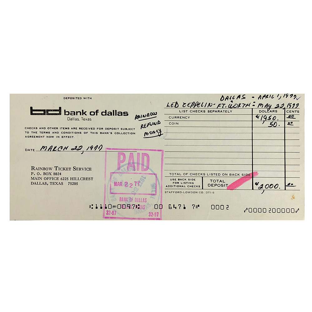 Concert Rarity <br>1977.05.22 <br>Fort Worth, Checks/Deposits - Image 7
