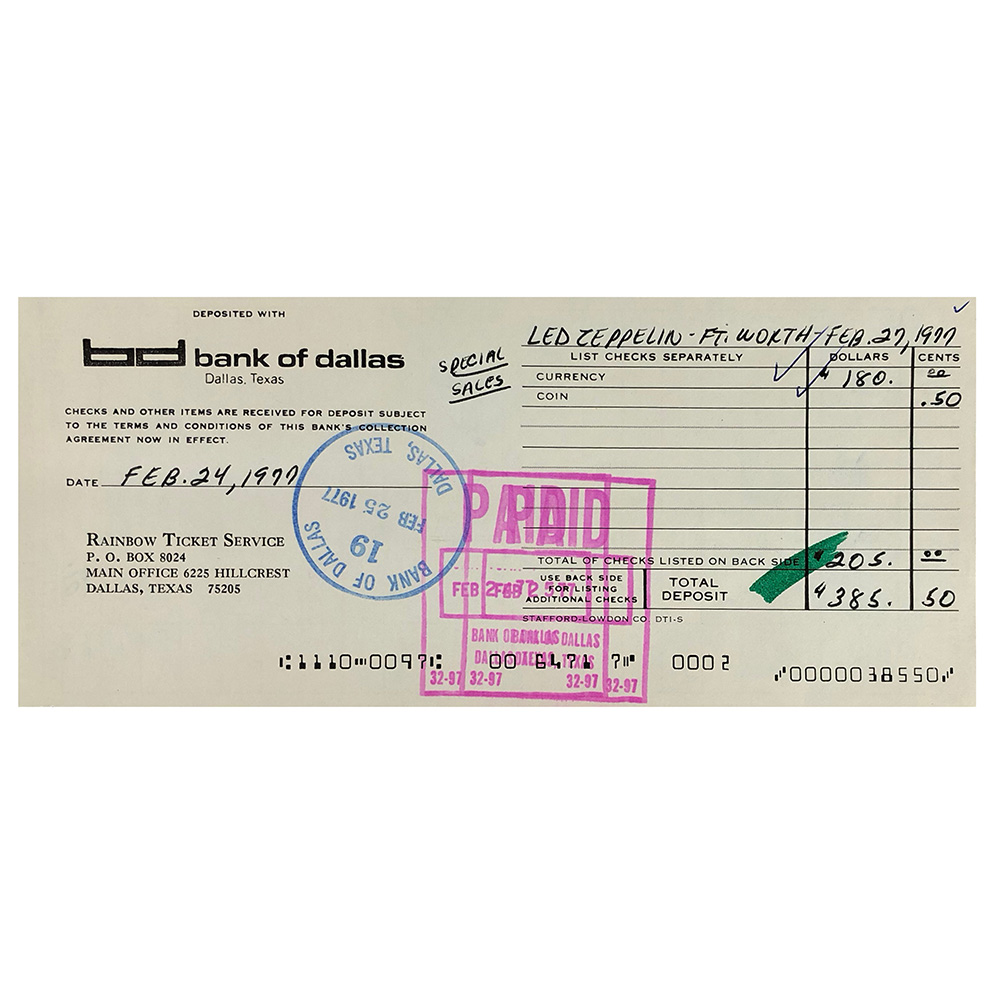 Concert Rarity <br>1977.05.22 <br>Fort Worth, Checks/Deposits - Image 6