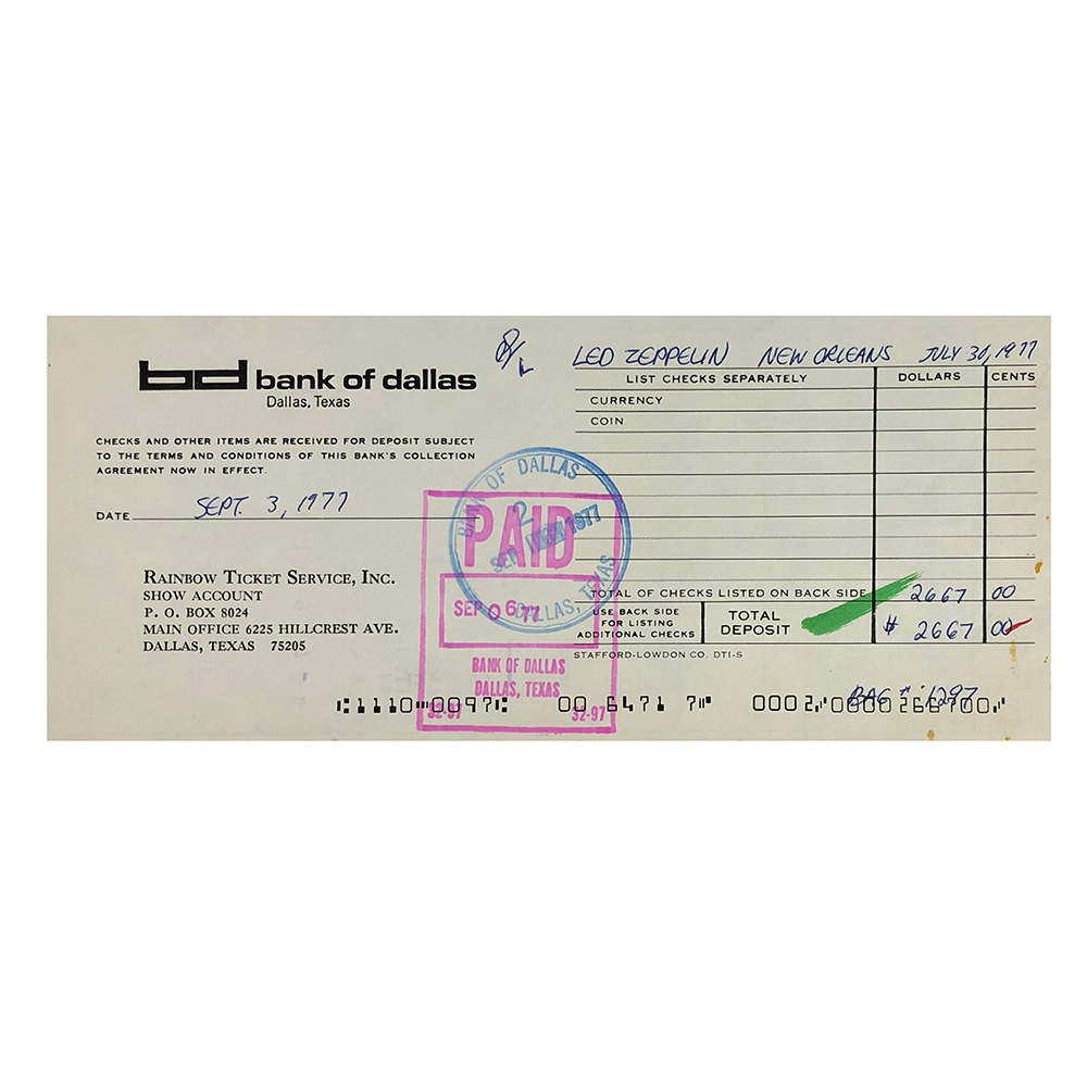 Concert Rarity <br>1977.07.30 <br>New Orleans, Checks/Deposits - Image 2