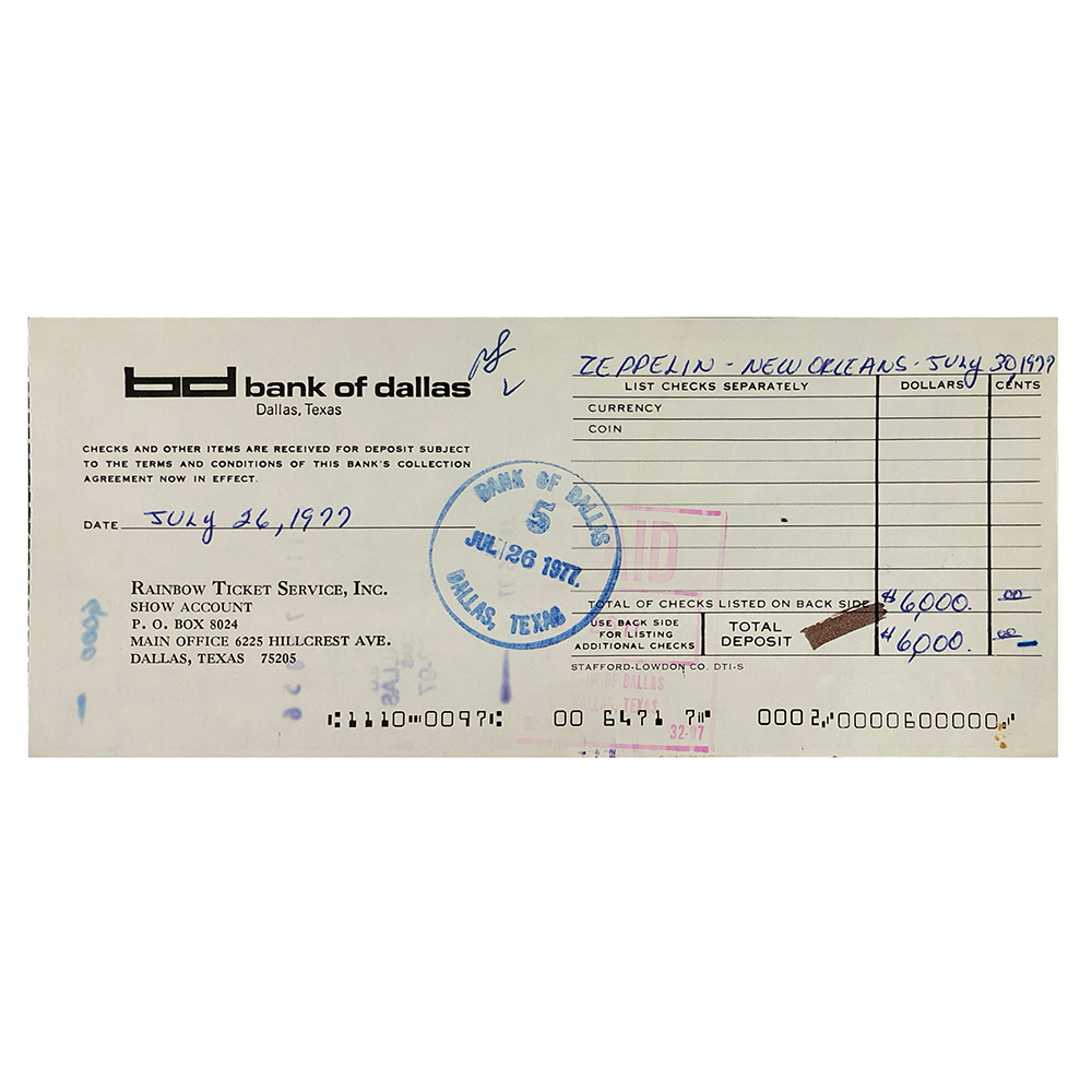 Concert Rarity <br>1977.07.30 <br>New Orleans, Checks/Deposits - Image 3