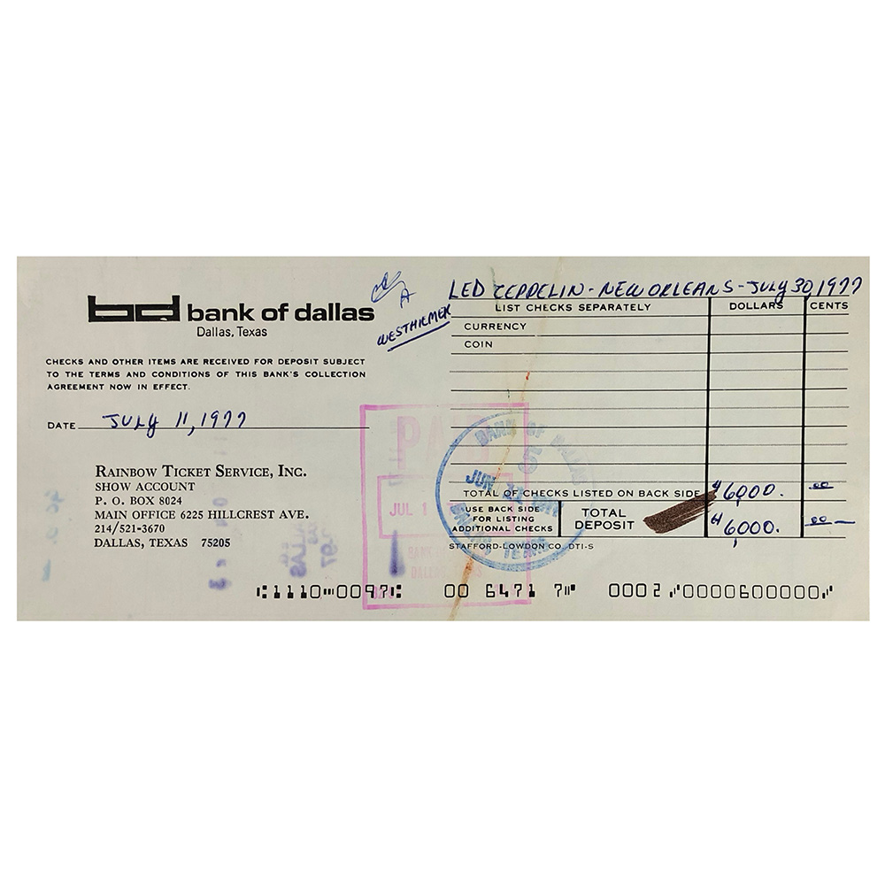 Concert Rarity <br>1977.07.30 <br>New Orleans, Checks/Deposits - Image 4