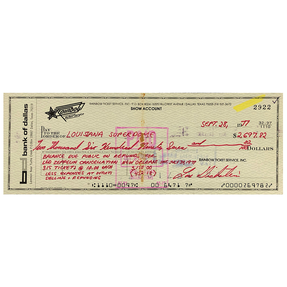 Concert Rarity <br>1977.07.30 <br>New Orleans, Checks/Deposits - Image 5