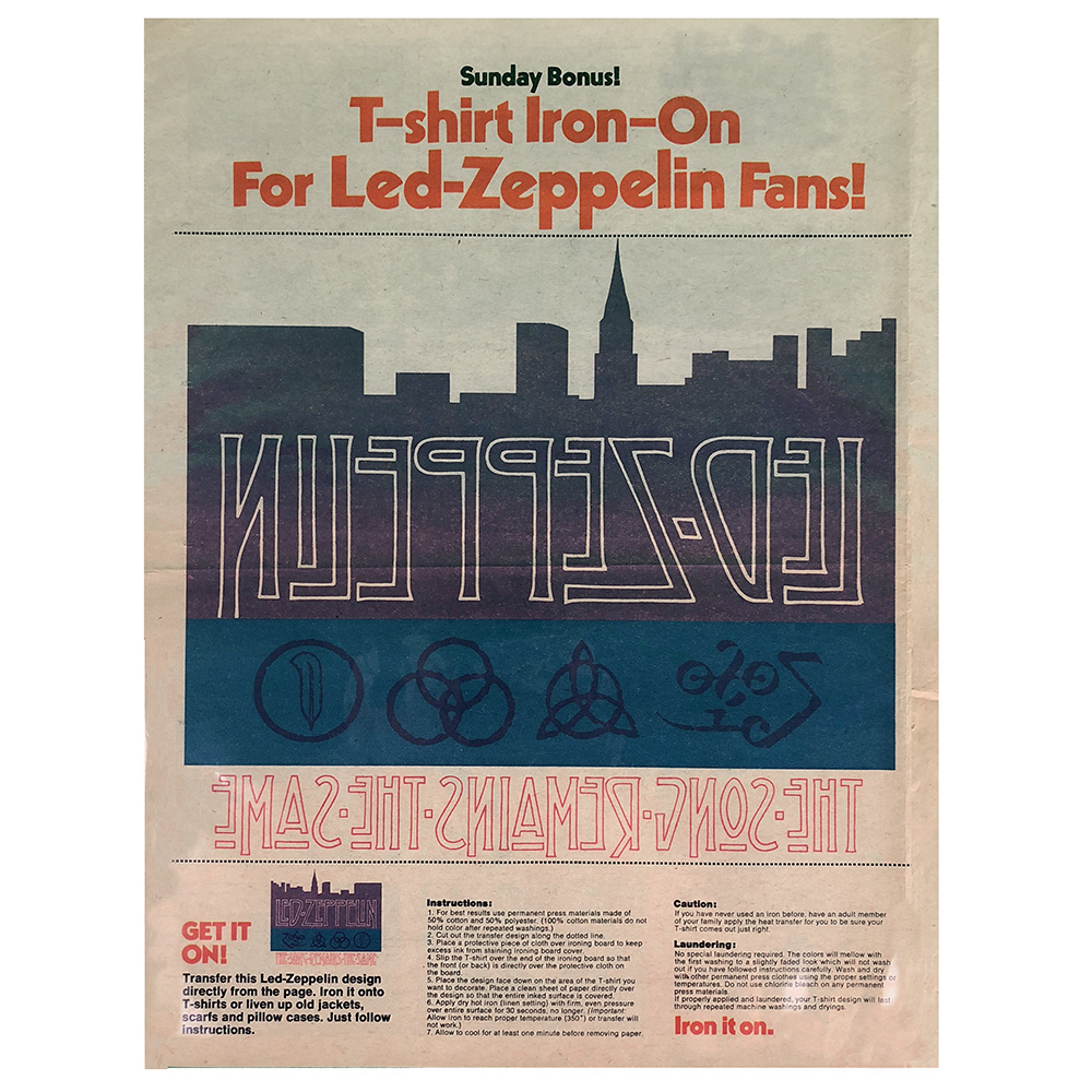 T-Shirt Iron-On (1977) <br>Sunday Daily News (USA)