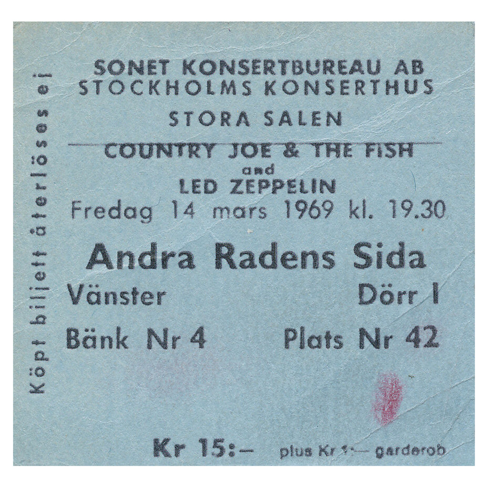 Concert Ticket <br>1969.03.14 <br>Stockholm, SE