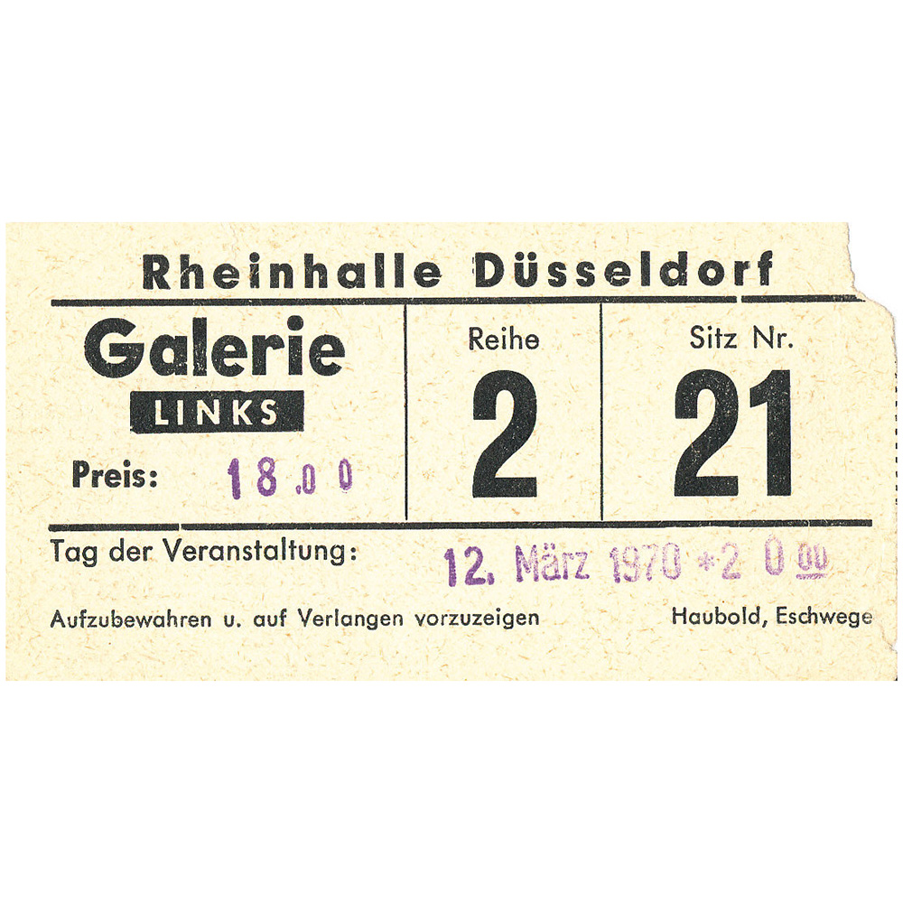 Concert Ticket <br>1970.03.12 <br>Dusseldorf, DE