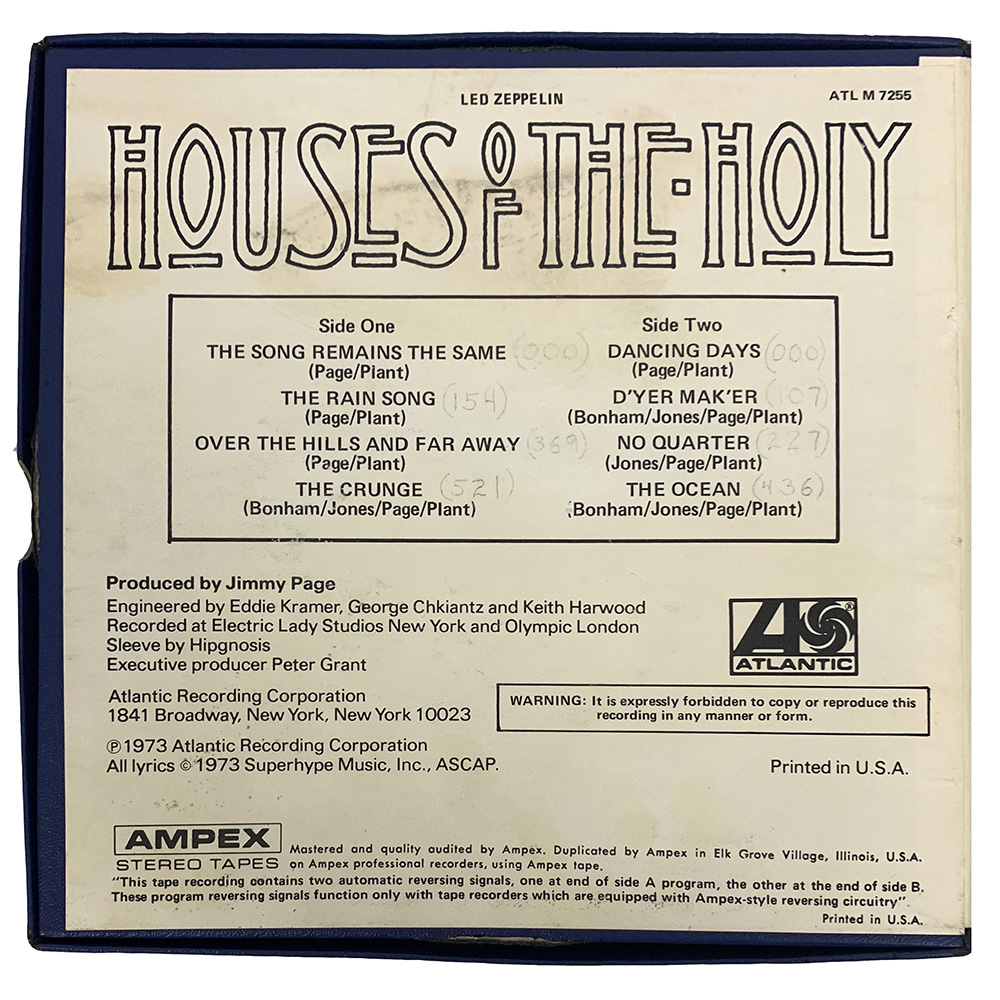 Reel-to-Reel <br>Houses of the Holy <br>ATLM7255 (USA) - Image 2