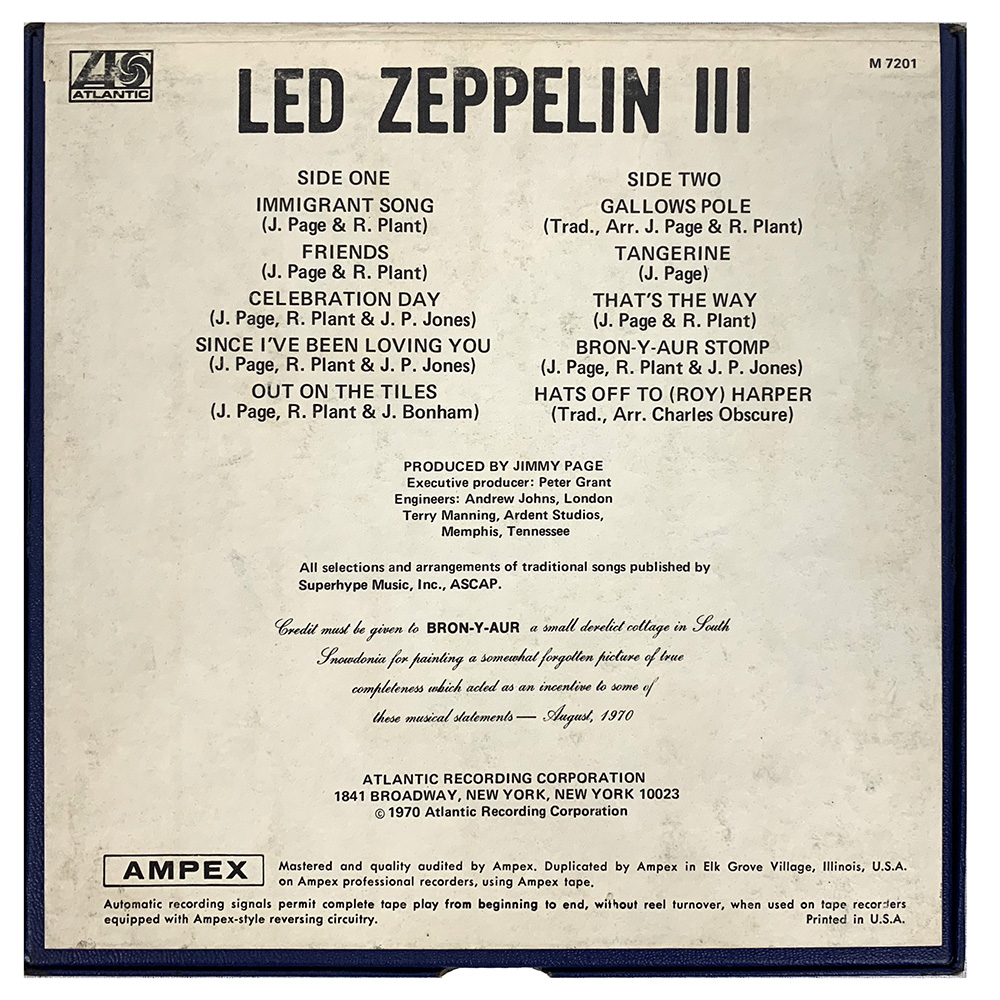 Reel-to-Reel <br>Led Zeppelin III <br>M7201 (USA) - Image 2