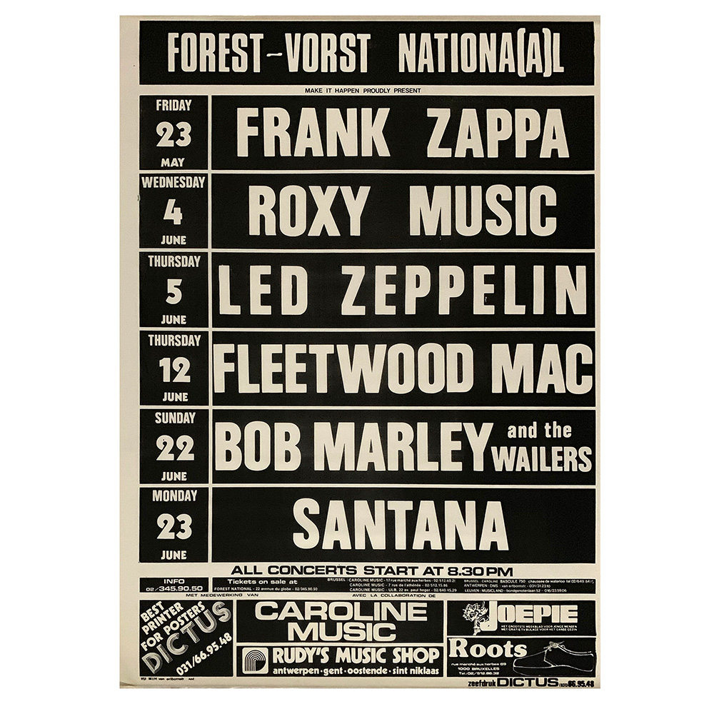 Concert Advertisement <br>1980.06.20 <br>Brussels, BE (Poster)