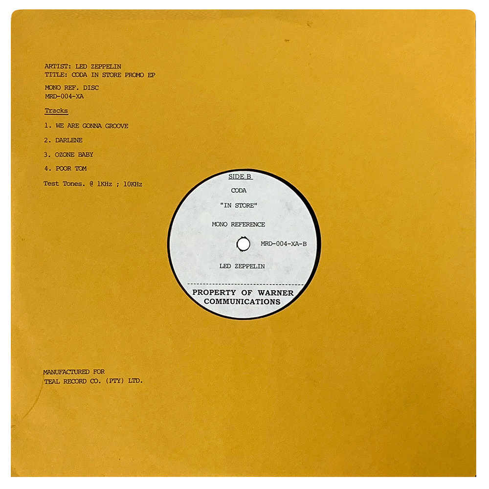 LP <br>Coda <br>South Africa, 4-Song EP (N/A) Acetate