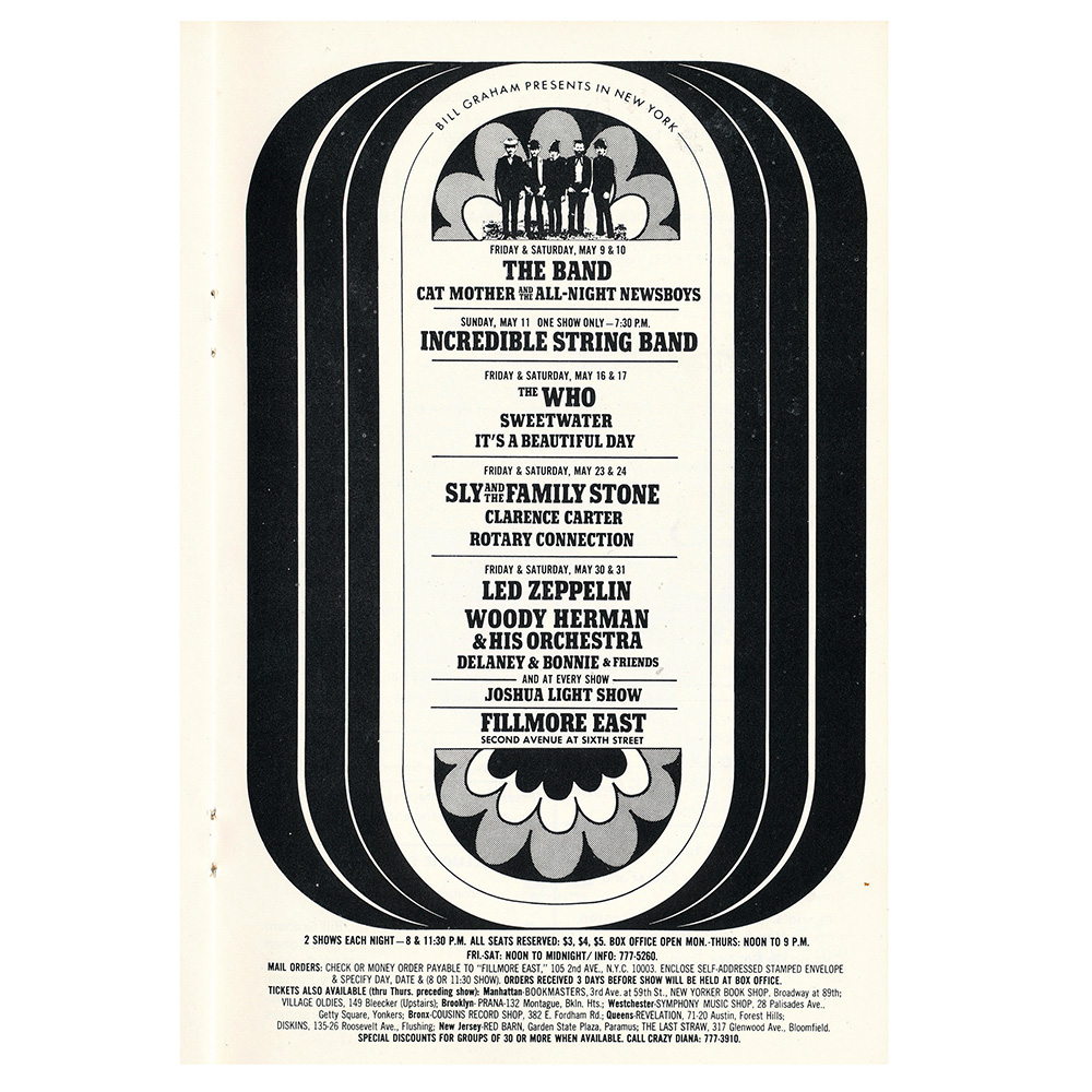 Concert Advertisement <br>1969.05.30 <br>New York, NY (Ad)