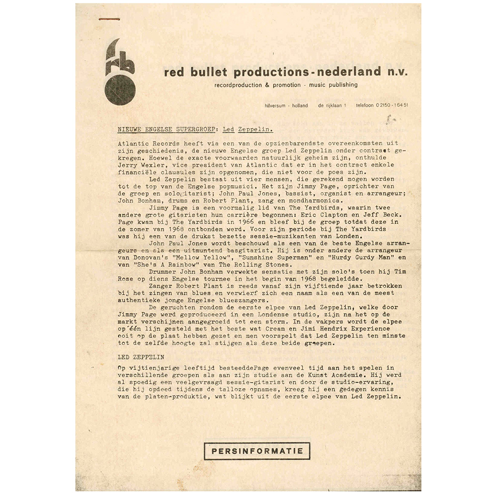 Concert Rarity <br>1969.10.02 <br>Netherlands, Press Folder - Image 3