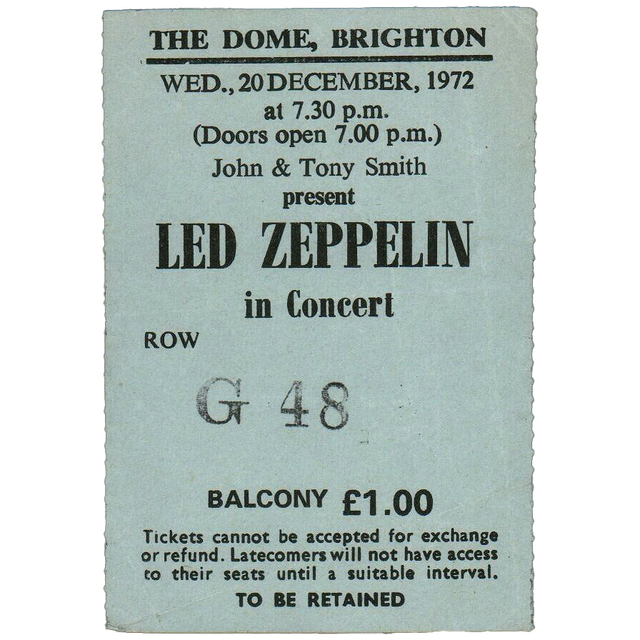 Concert Ticket <br>1972.12.20 <br>Brighton, UK