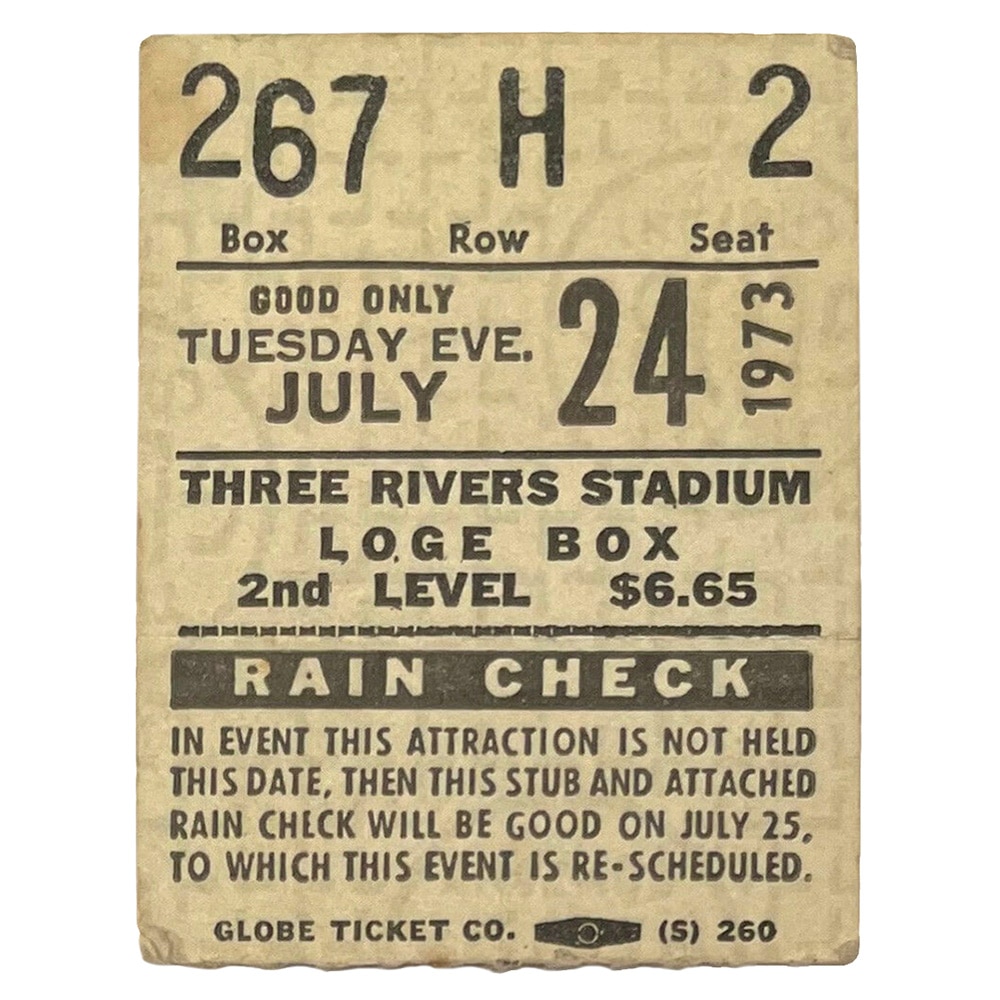 Concert Ticket <br>1973.07.24 <br>Pittsburgh, PA - Image 2