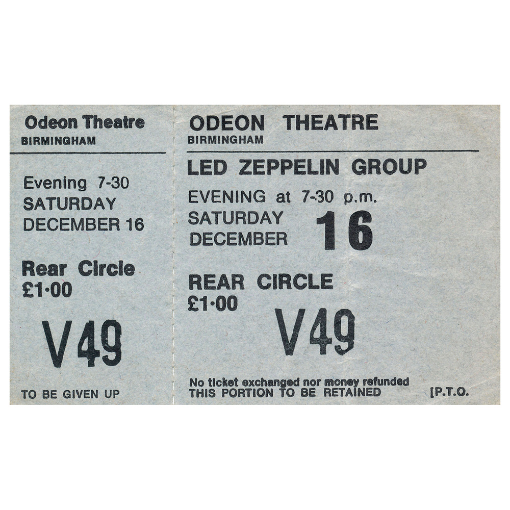 Concert Ticket <br>1972.12.16 <br>Birmingham, UK