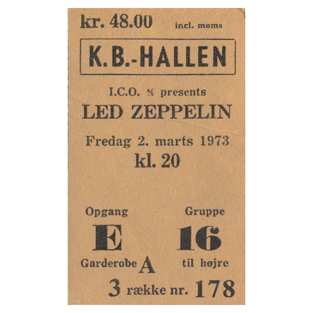 Concert Ticket <br>1973.03.02 <br>Copenhagen, DK
