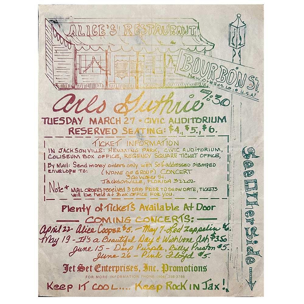 Concert Advertisement <br>1973.05.07 <br>Jacksonville, FL (Handbill)