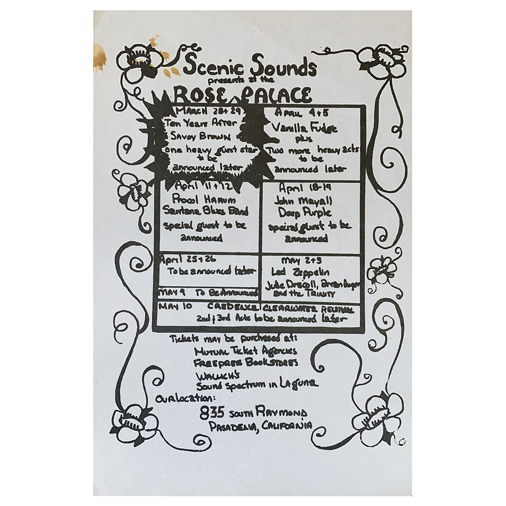 Concert Advertisement <br>1969.05.02 <br>Pasadena, CA (Handbill)