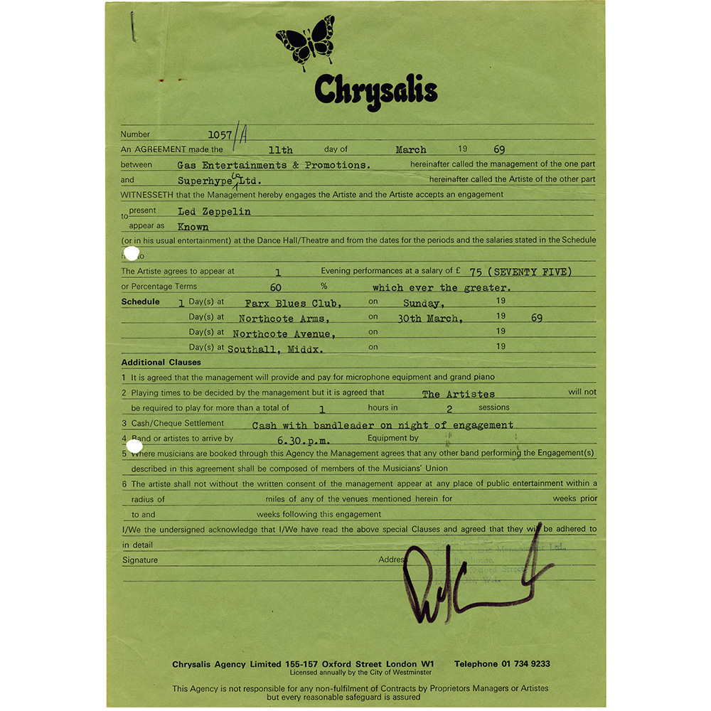 Concert Rarity <br>1969.03.30 <br>Southall, Contract