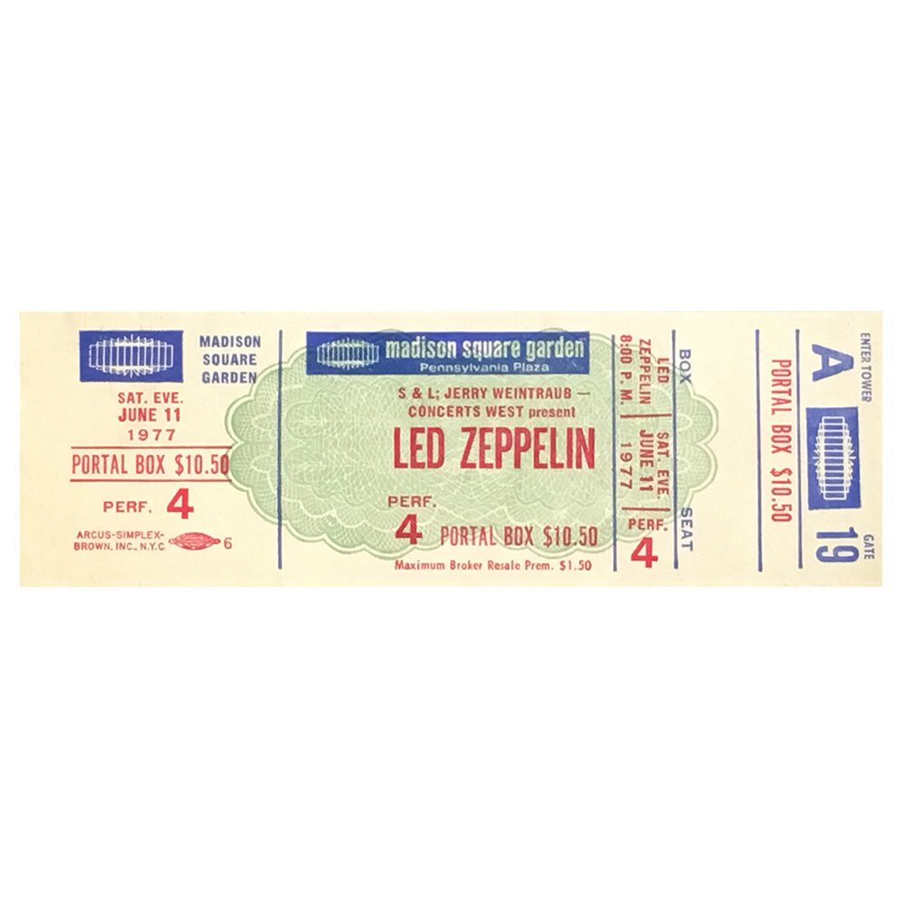 Concert Ticket <br>1977.06.11 <br>New York, NY