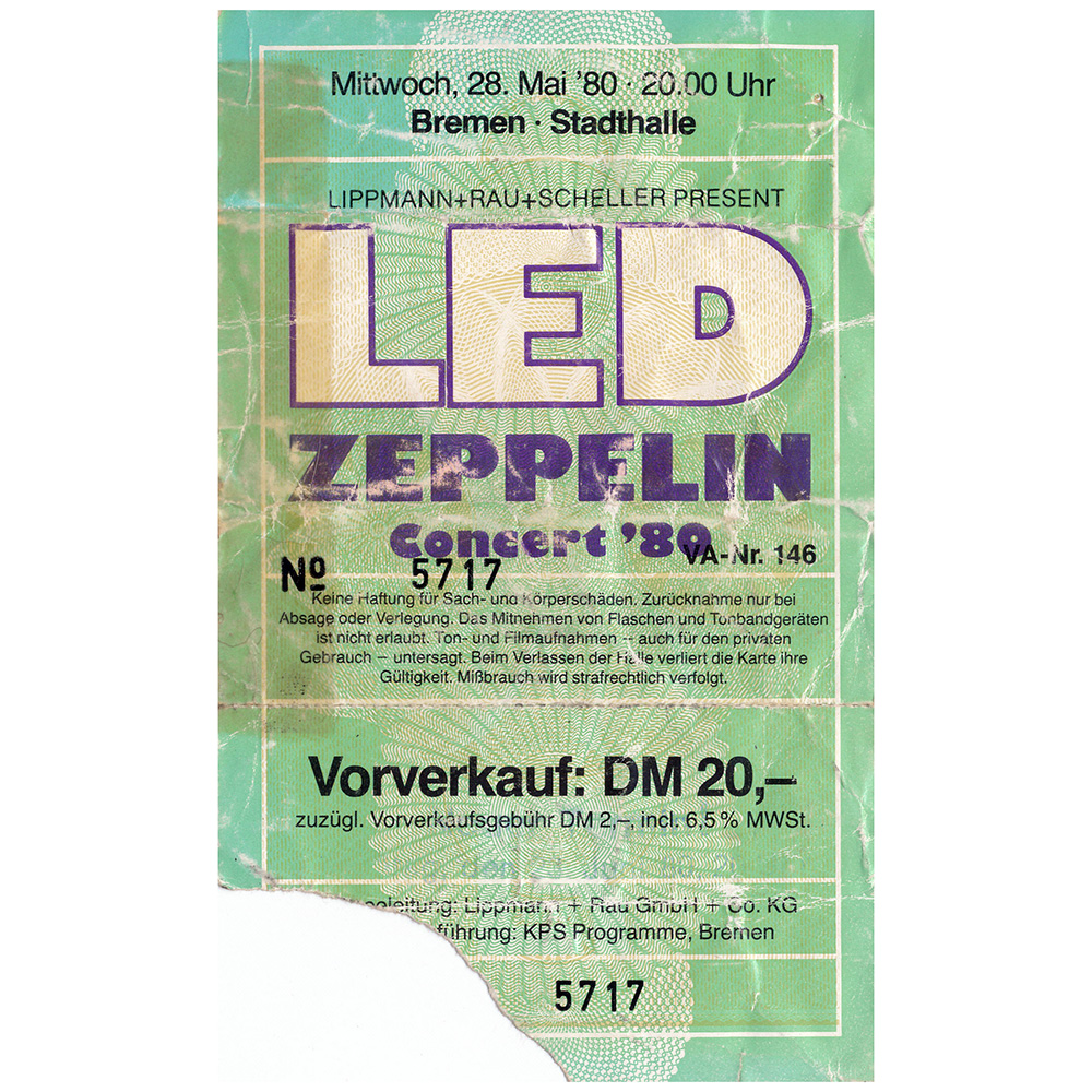 Concert Ticket <br>1980.06.23 <br>Bremen, DE