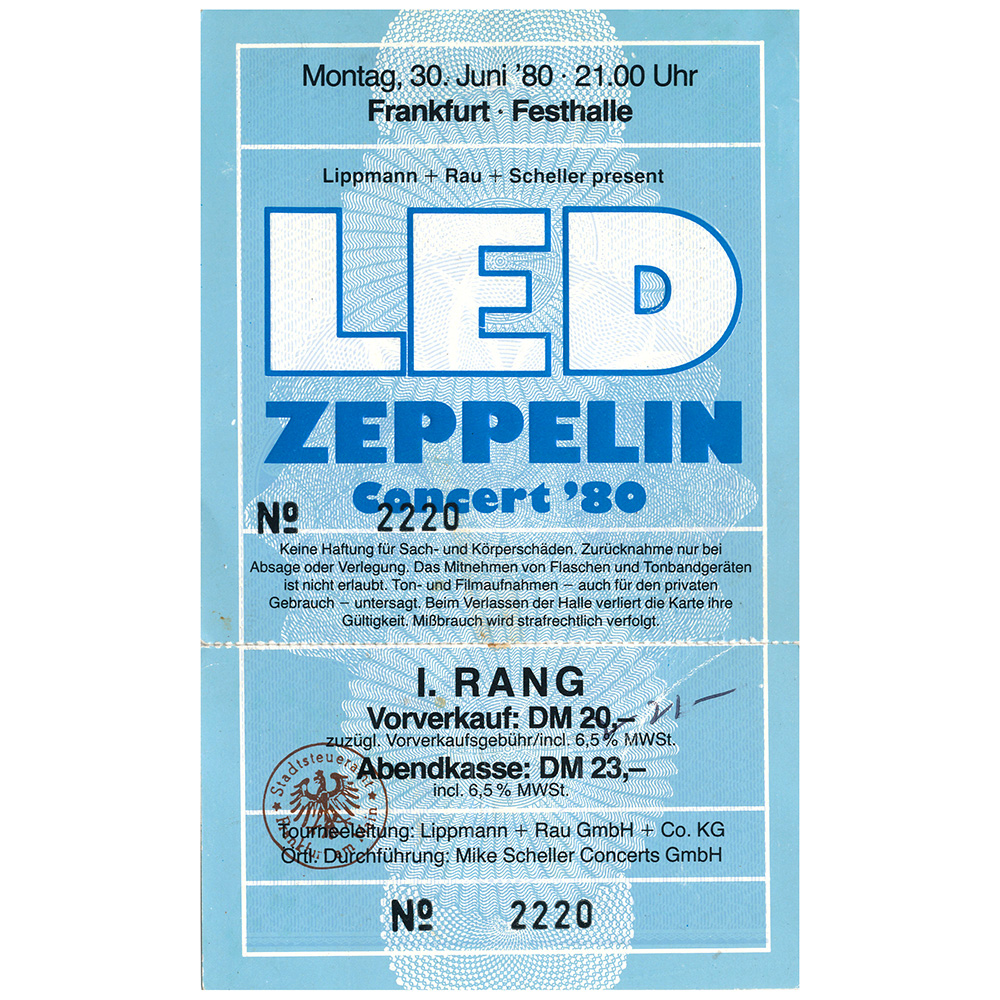 Concert Ticket <br>1980.06.30 <br>Frankfurt, DE