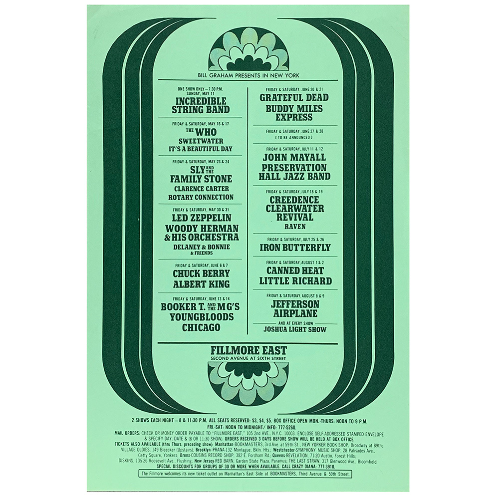 Concert Advertisement <br>1969.05.30 <br>New York, NY (Mailer)
