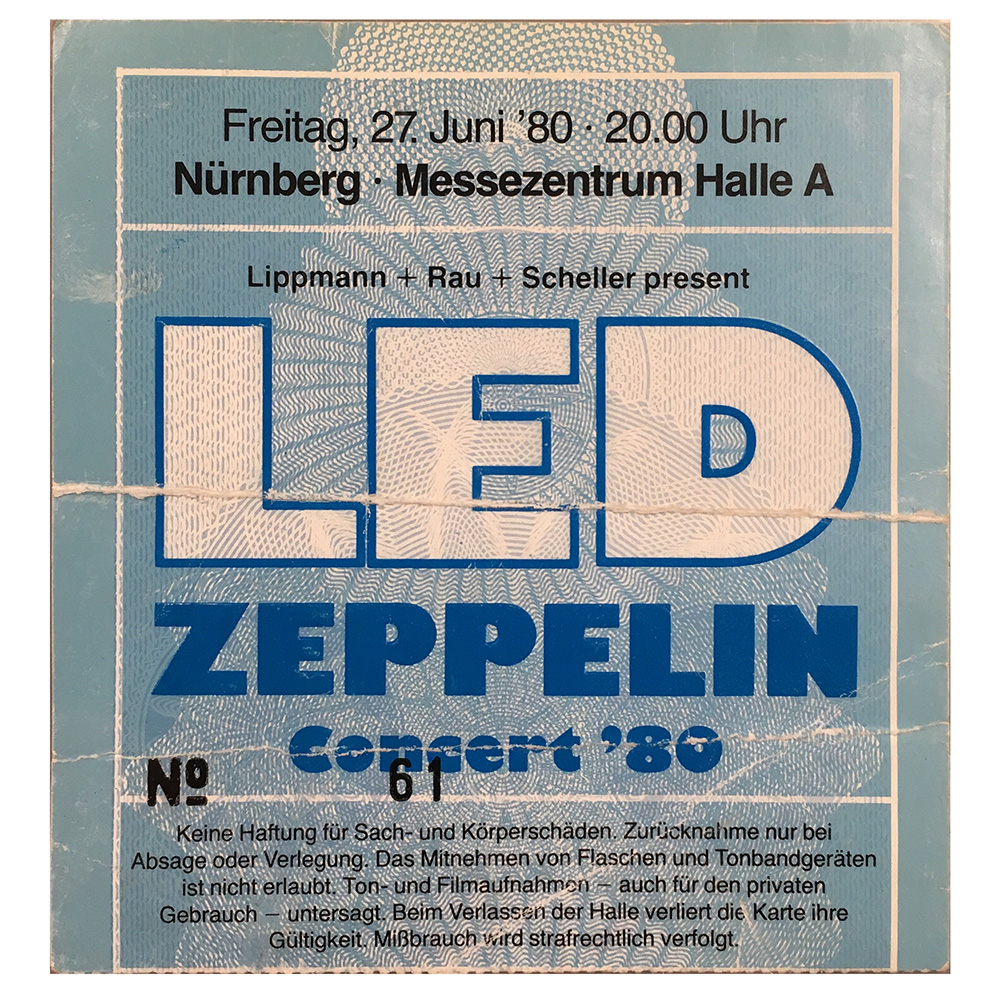 Concert Ticket <br>1980.06.27 <br>Nuremburg, DE