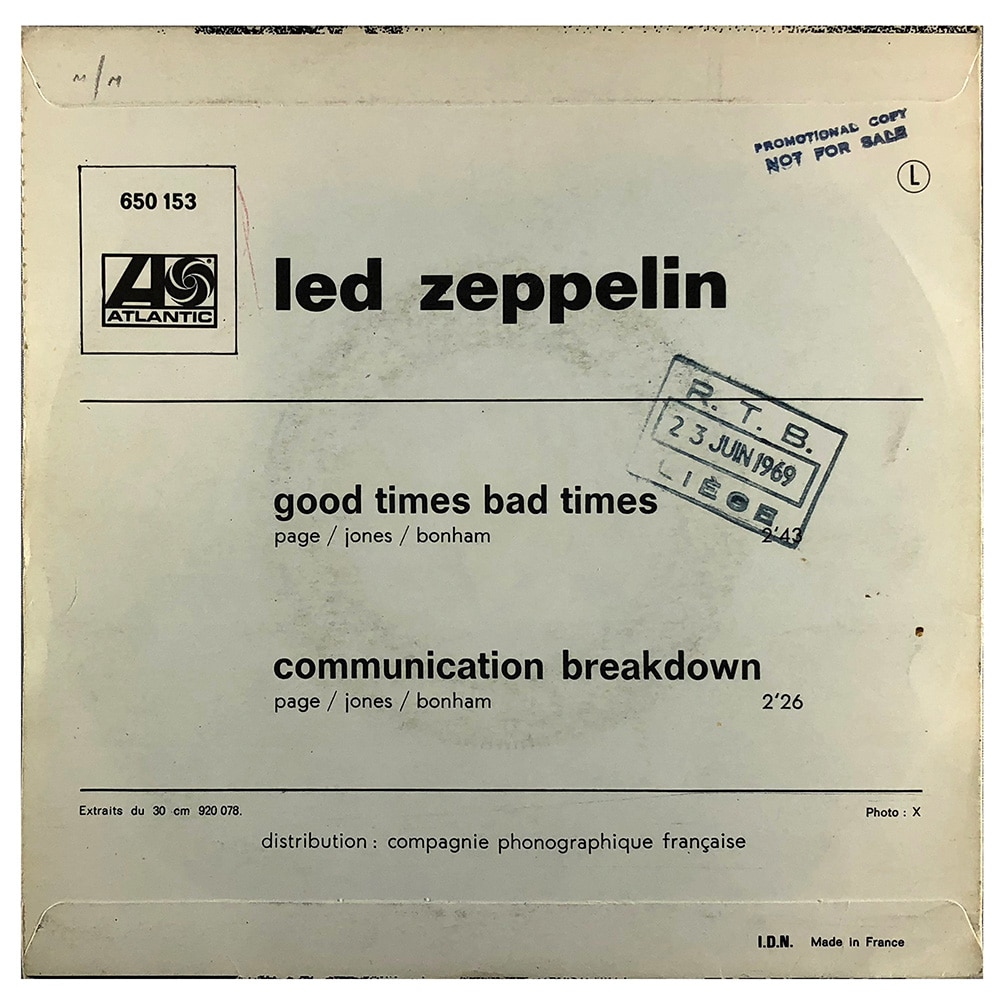 Single <br>France (650153) <br>Good Times Bad Times / Communication Breakdown (Promo) - Image 2