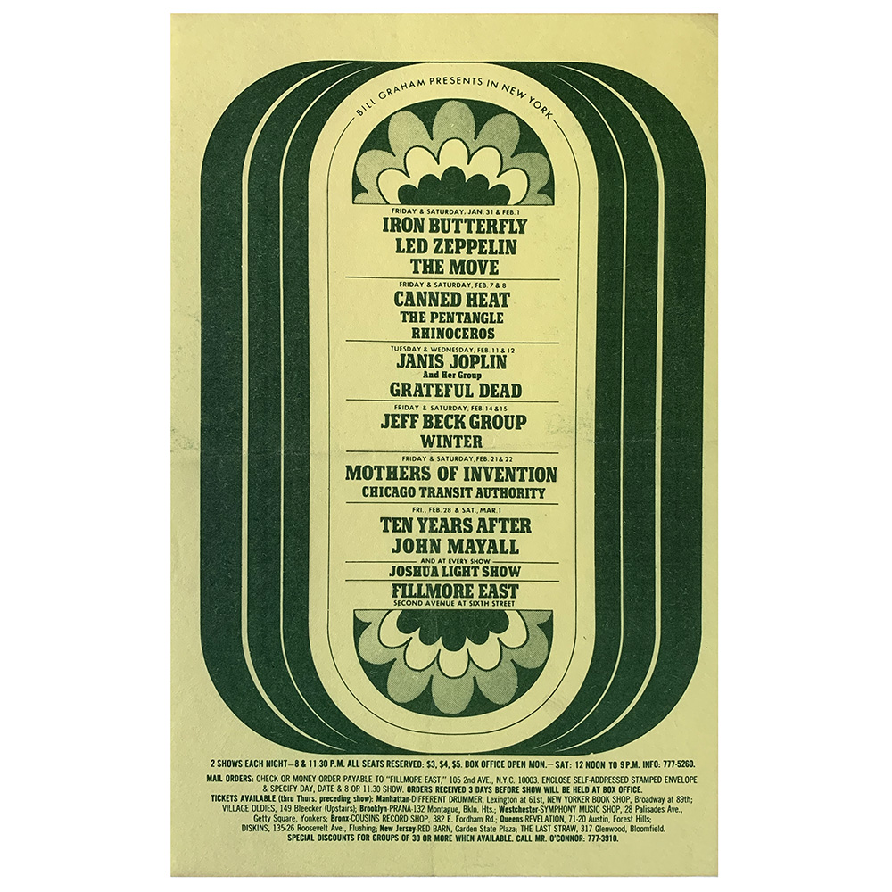 Concert Advertisement <br>1969.01.31 <br>New York, NY (Handbill)