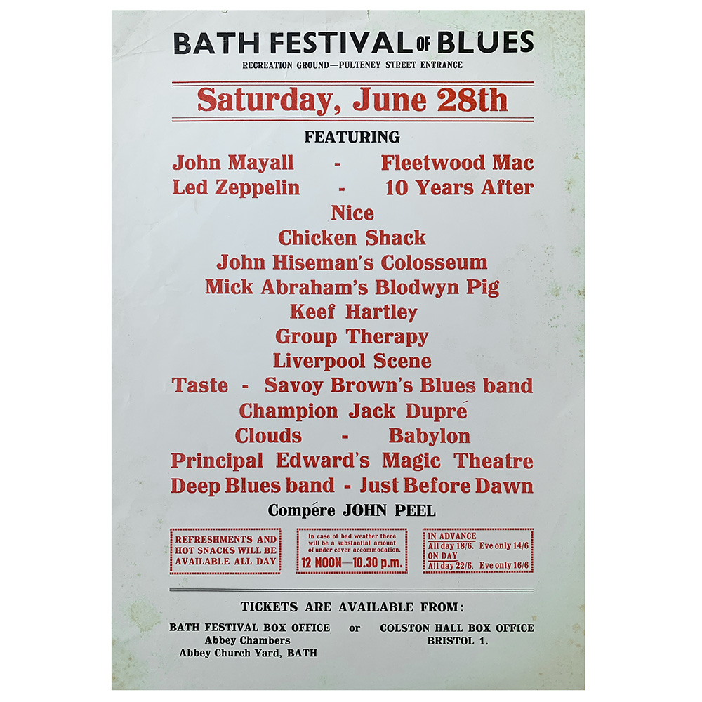 Concert Advertisement <br>1969.06.28 <br>Bath, UK (handbill)