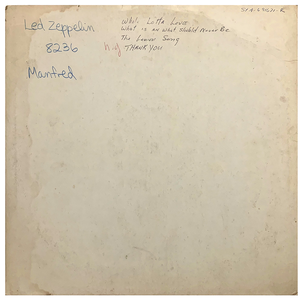 LP <br>Led Zeppelin II <br>USA (SD 8236) Test Pressing