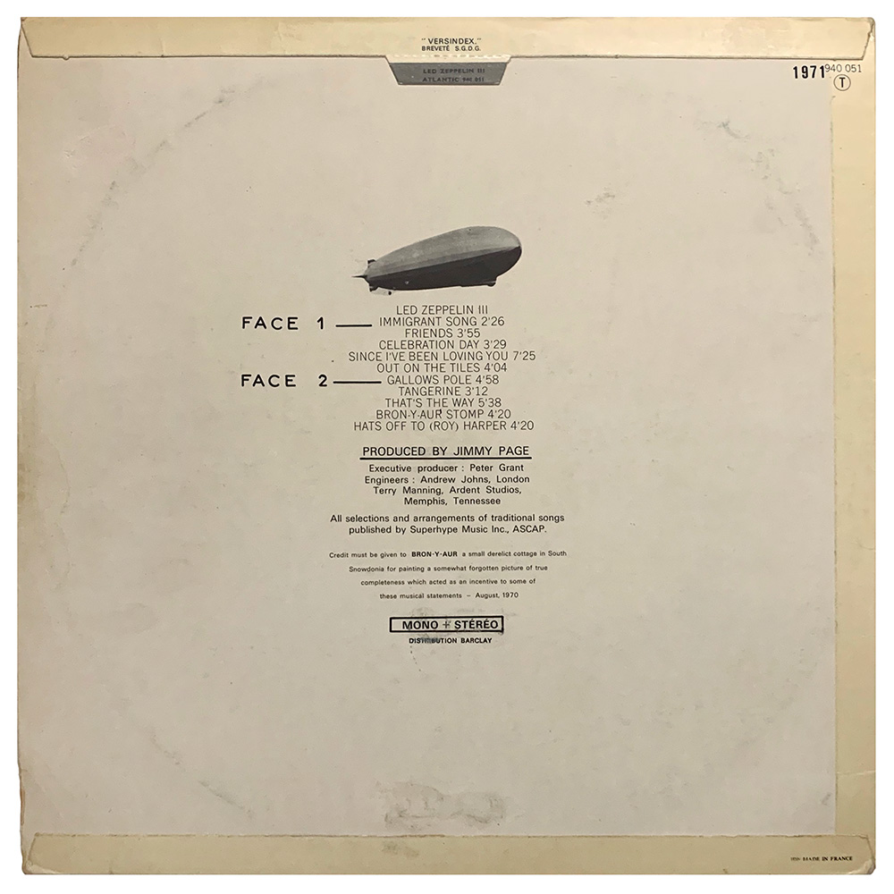 LP <br>Led Zeppelin III <br>France (940.051) #3 - Image 2