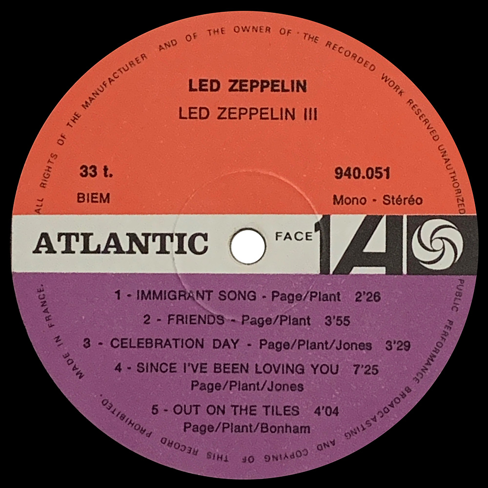 LP <br>Led Zeppelin III <br>France (940.051) #3 - Image 4